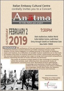 Music Concert by Anatma, an Indo-Italian Jazz Project @  Stein Auditorium, India Habitat Centre. | New Delhi | Delhi | India